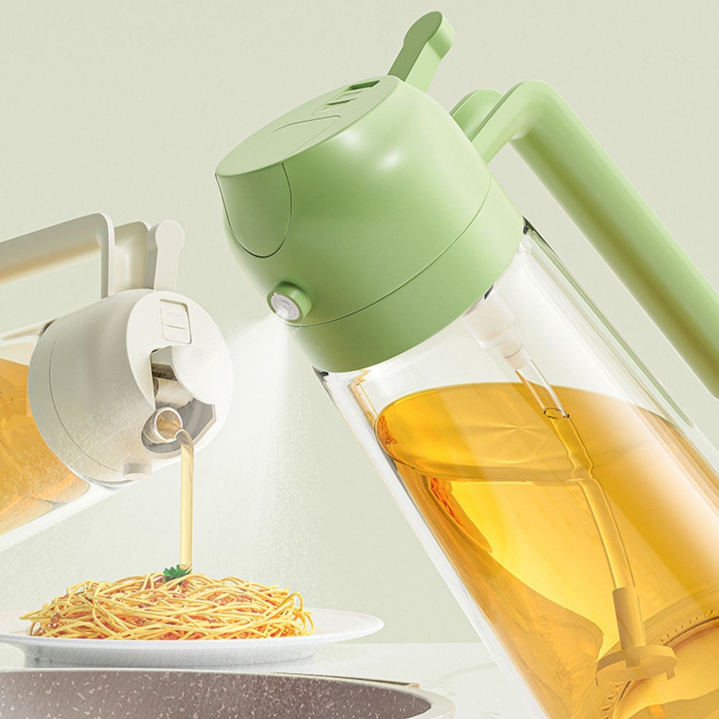 2-in-1 Glass Oil Dispenser & Olive Oil Mister Sprayer Bottle for Kitchen, Frying, Grilling, Salad, BBQ - 450ml