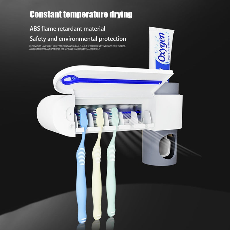 Toothbrush Sanitizer w/ Automatic Toothpaste Dispenser: Ensure a Hygienic Smile with UV Technology