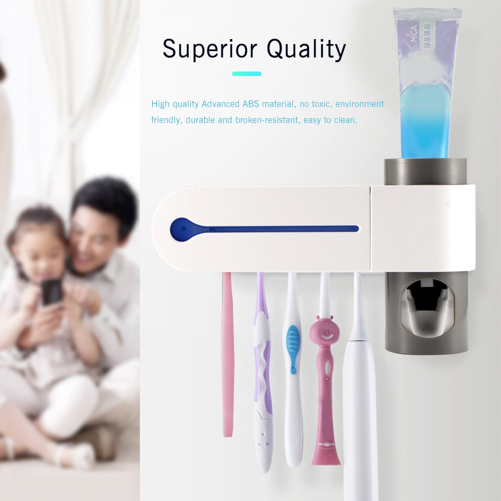 Toothbrush Sanitizer w/ Automatic Toothpaste Dispenser: Ensure a Hygienic Smile with UV Technology
