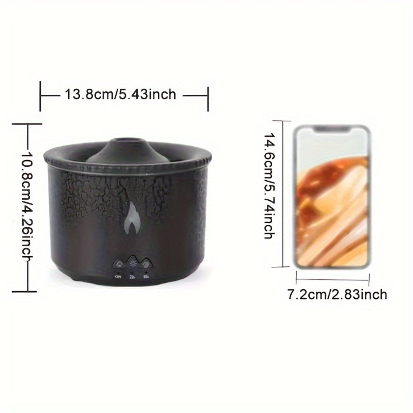 MNGQNG REUP Volcanic Flame Diffuser Essential Oil 360ml Portable Air Humidifier With Cute Smoke Ring Night Light Lamp Fragrance