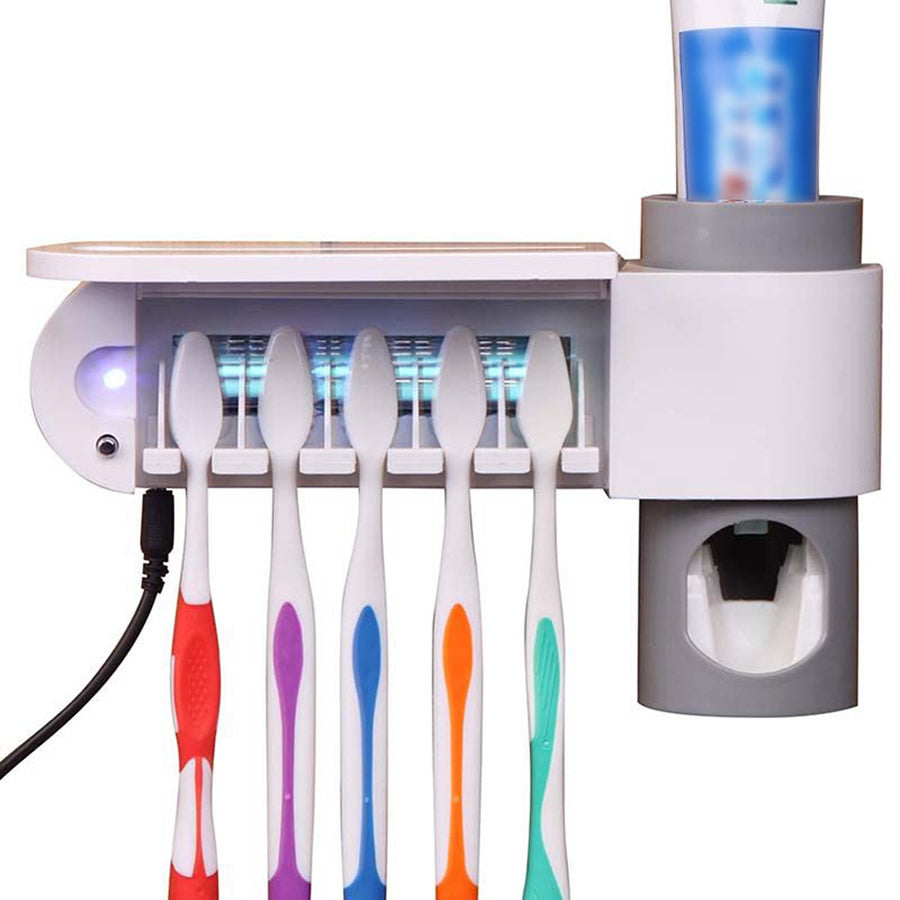Toothbrush Sanitizer w/ Automatic Toothpaste Dispenser: Ensure a Hygienic Smile with UV Technology
