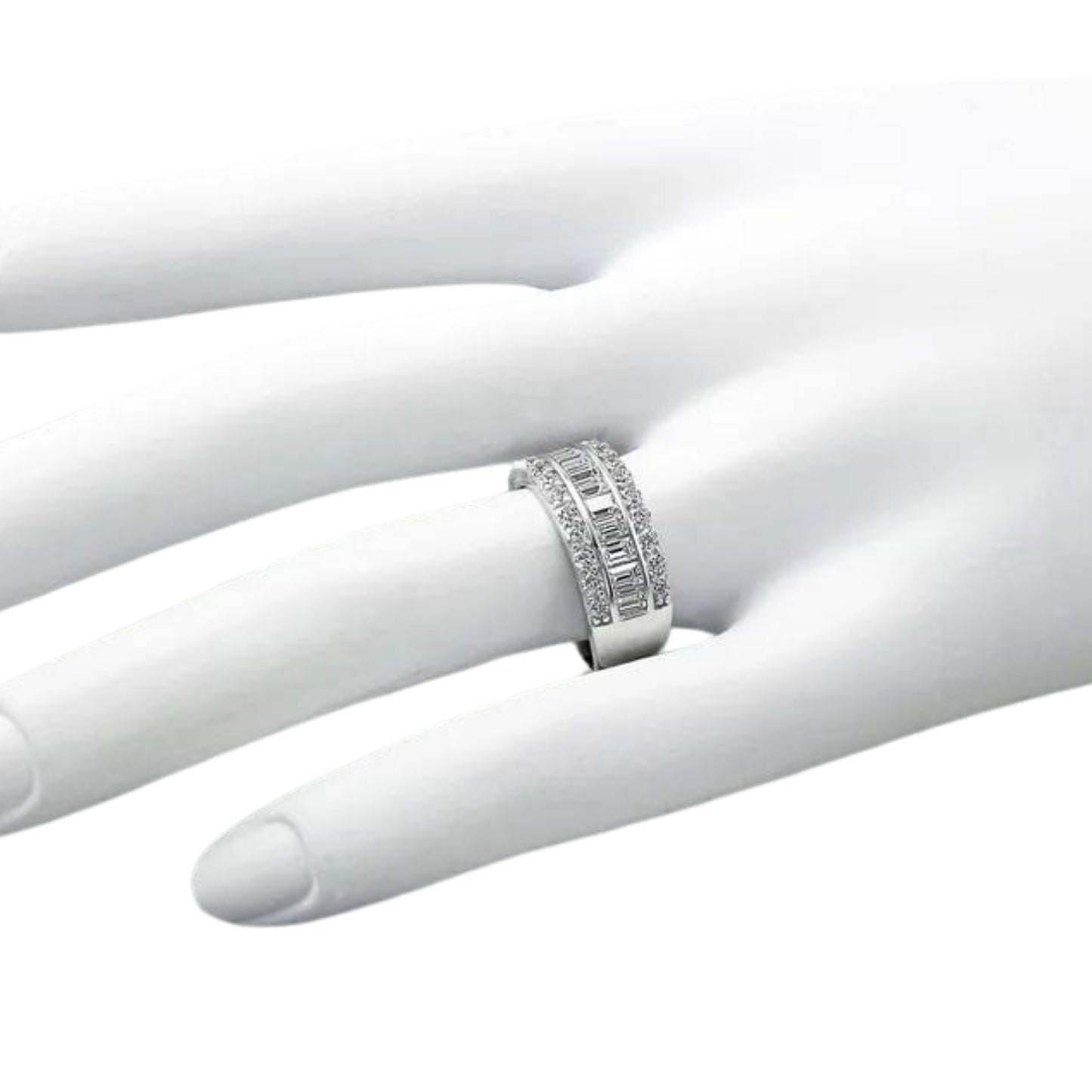 925 Sterling Silver Beautiful Baguette Ring for Women | 1.76 Carat Cubic Zirconia Anniversary Band Ring | Gift for Her