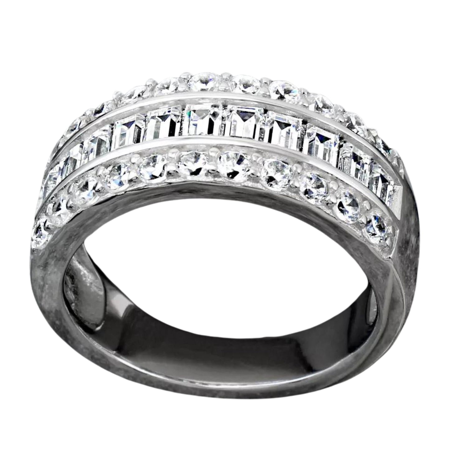 925 Sterling Silver Beautiful Baguette Ring for Women | 1.76 Carat Cubic Zirconia Anniversary Band Ring | Gift for Her