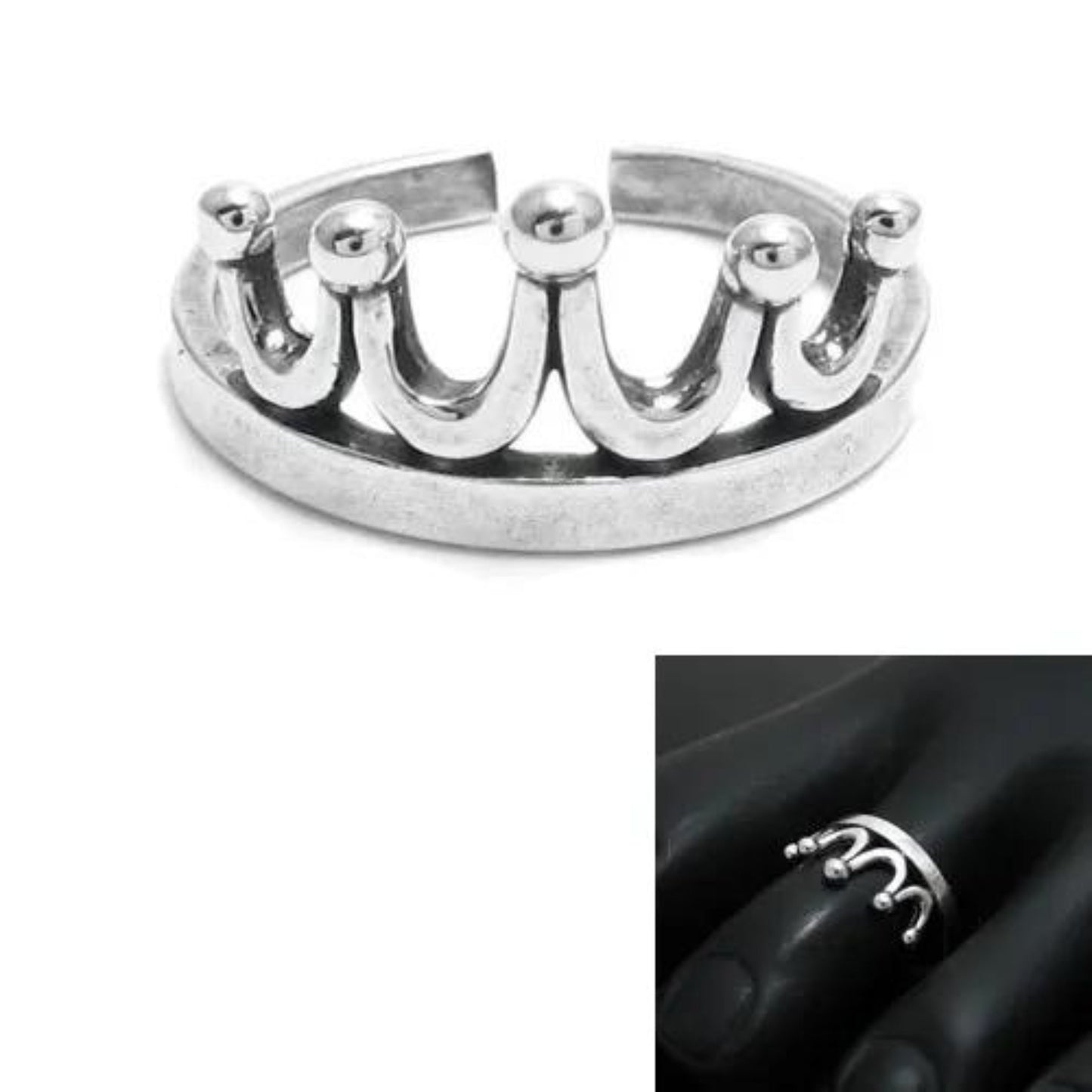 Toe Ring for Women | 925 Sterling Silver Crown Ring for Her | Adjustable Tiara Toe Finger Ring | Gift for Anniversary