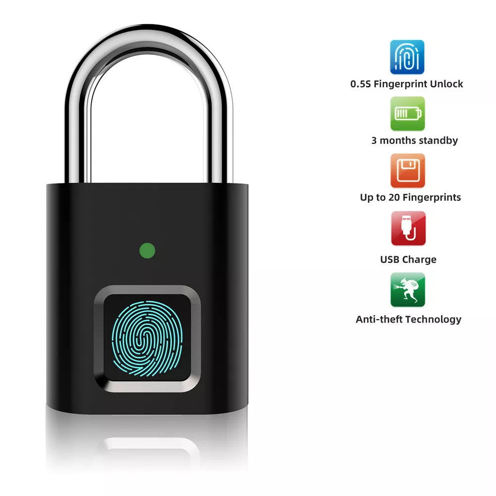 Home Locker Lock Fingerprint Anti-Theft Keyless Thumbprint Smart Padlock