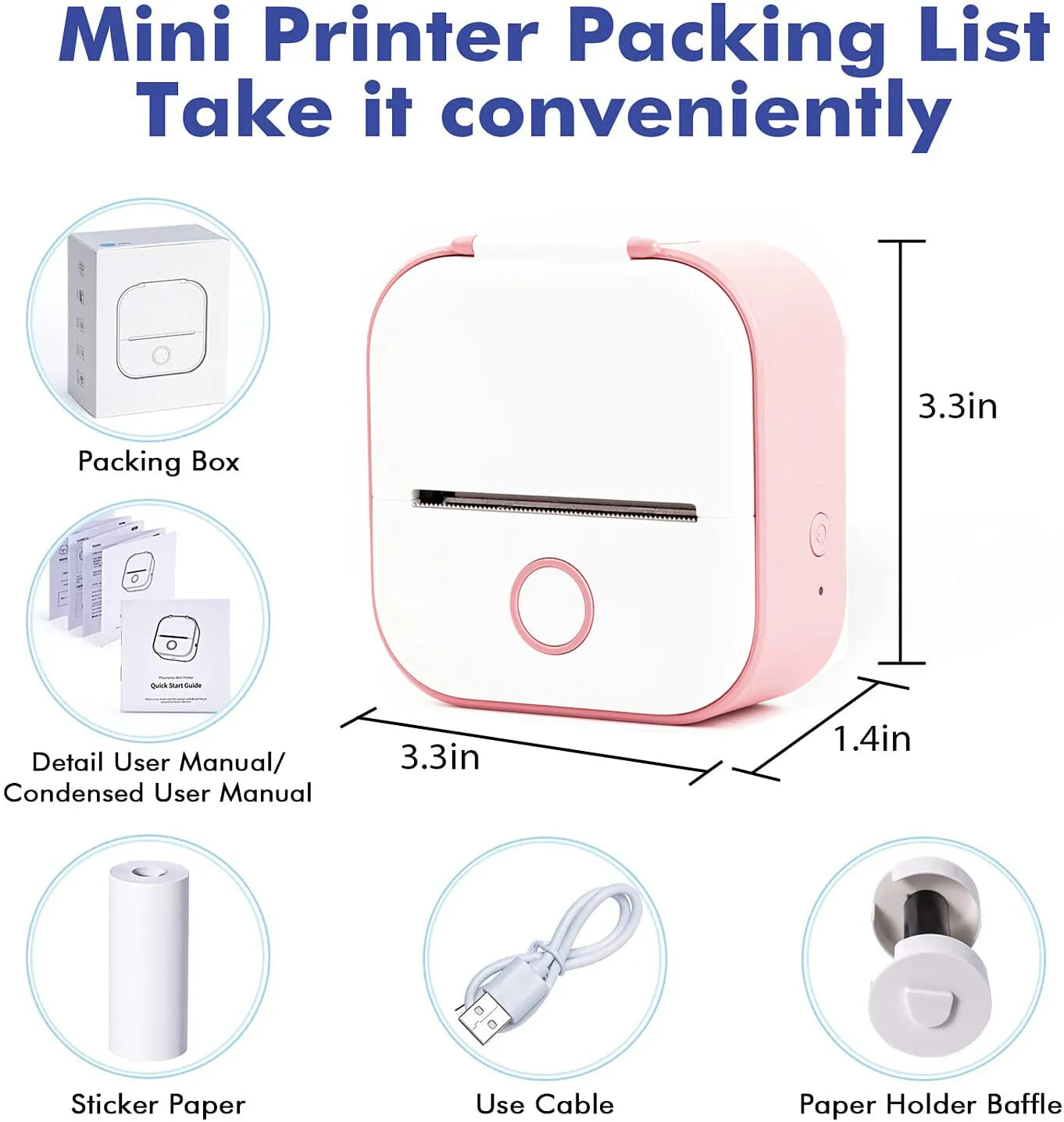 Mini Pocket Thermal Printer with Wireless Bluetooth for Photos or Labels