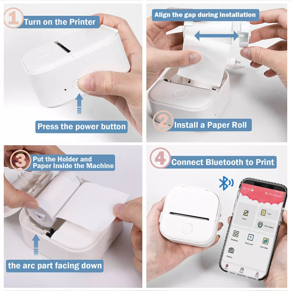 Mini Pocket Thermal Printer with Wireless Bluetooth for Photos or Labels
