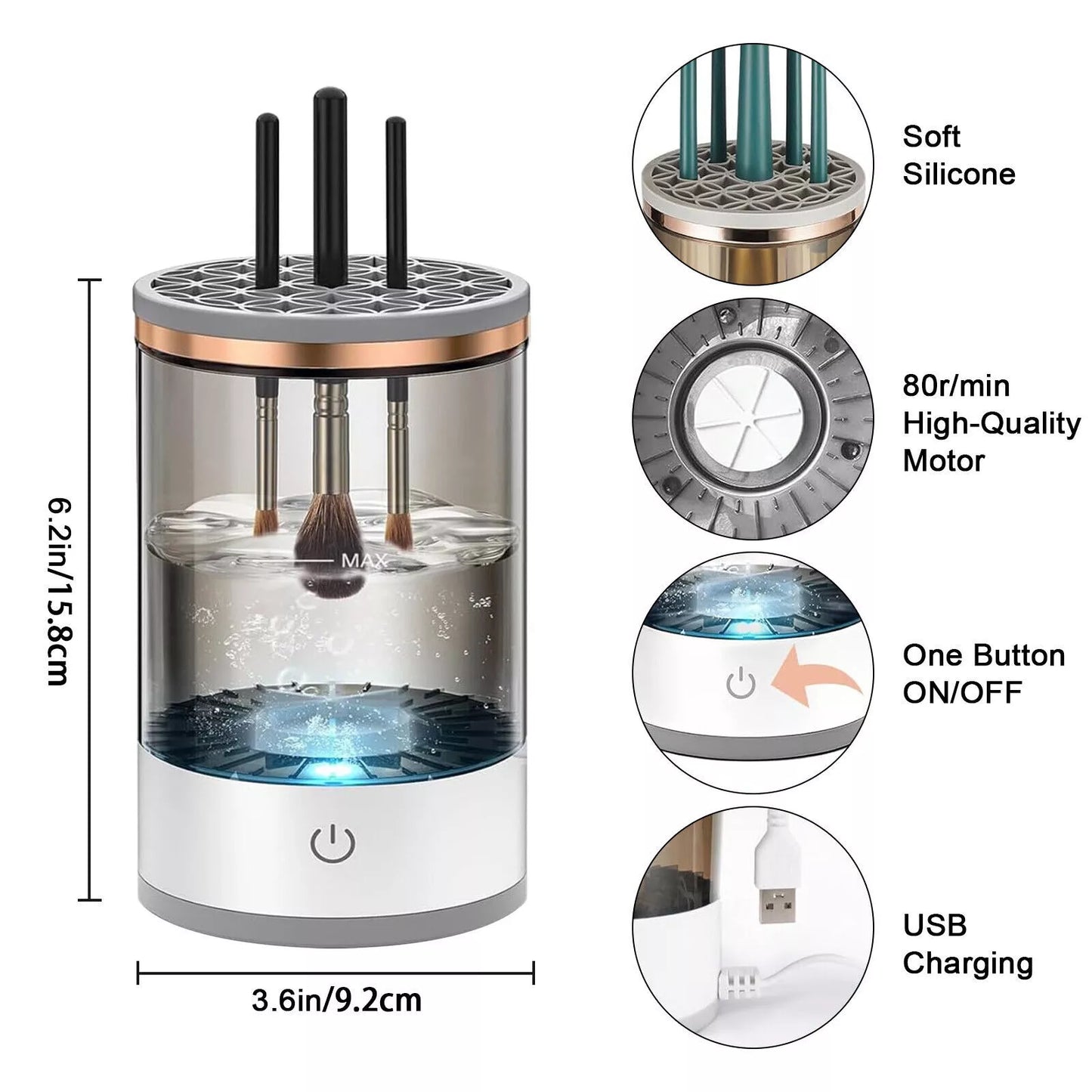 Electric Makeup Brush Cleaner Automatic Cosmetic Brushes Cleaning Machine