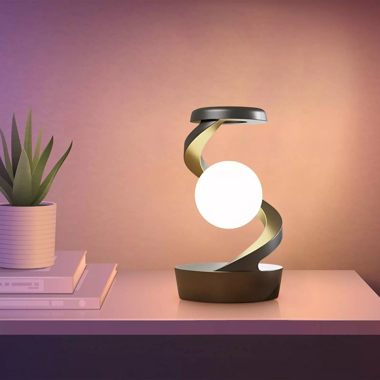 Rotating Moon Desk Lamp With Phone Wireless Charging Sensor Control Table Lamps