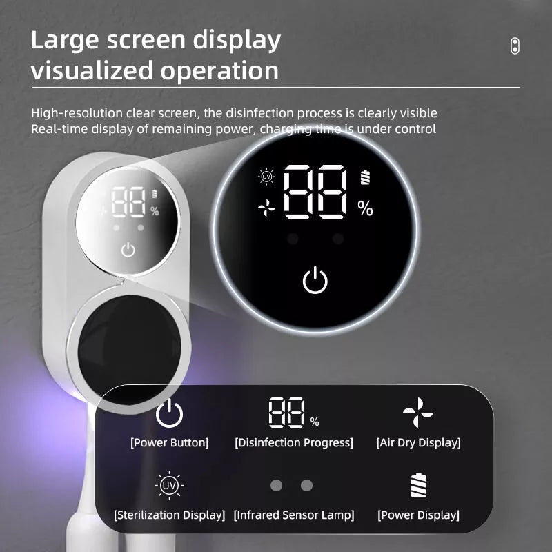 Mini Portable Toothbrush Sterilizer Rechargeable UV Case with Charge Display