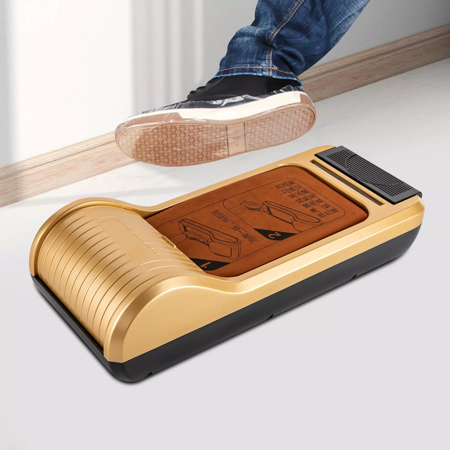 Automatic Shoe Cover Dispenser with Step-on Operation – Includes 1 Roll of Film, Portable Design