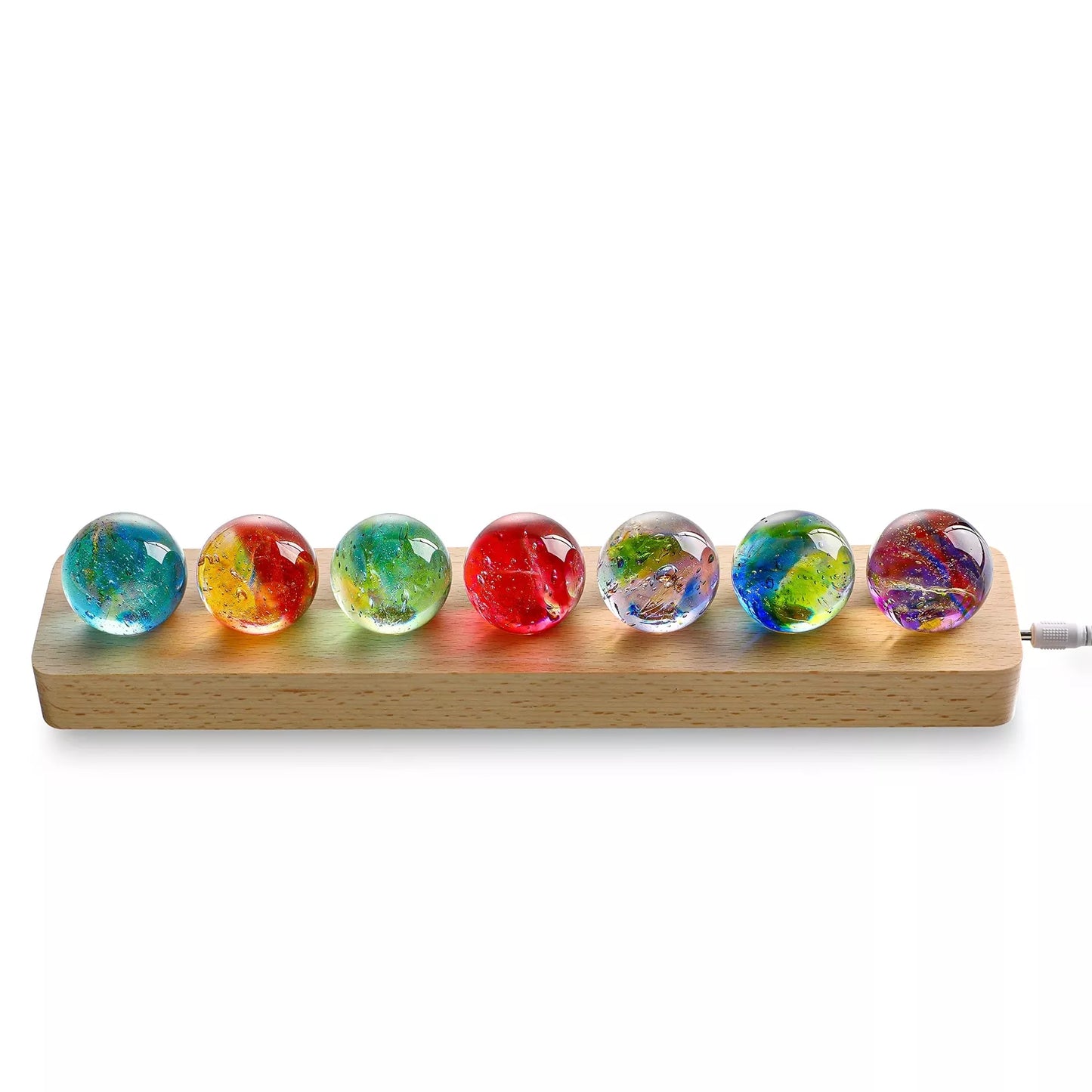 7 Chakra Healing Spheres with LED Wooden Stand