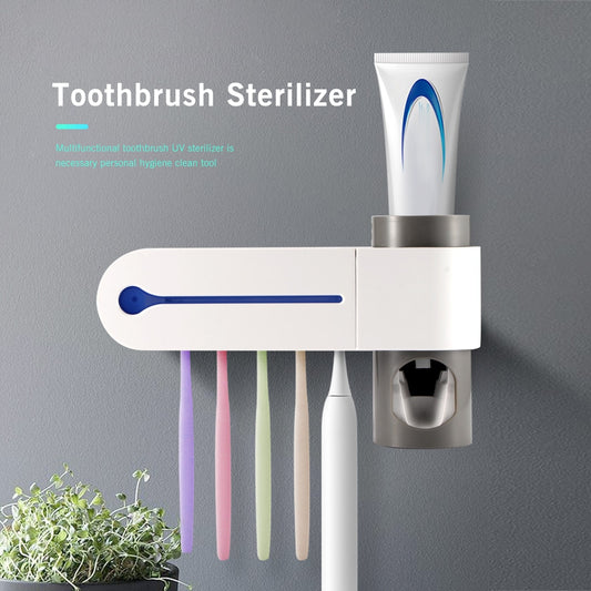 Toothbrush Sanitizer w/ Automatic Toothpaste Dispenser: Ensure a Hygienic Smile with UV Technology
