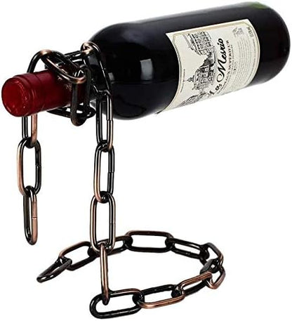 Magic Iron Wine Bottle Holder Stand Rack Bar Gift (Iron Chain)
