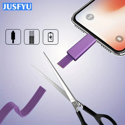 Adjustable USB Cable – Reusable Phone Charging Cable for iPhone, Android, and Type-C Devices with Quick Repair Feature