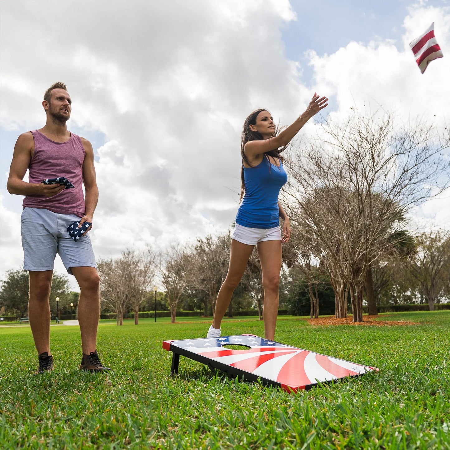 Patriotic Americana Cornhole Boards – Red, White, and Blue Celebration Edition