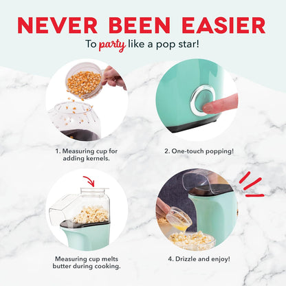 DASH Hot Air Popcorn Popper Maker with Measuring Cup to Portion Popping Corn Kernels