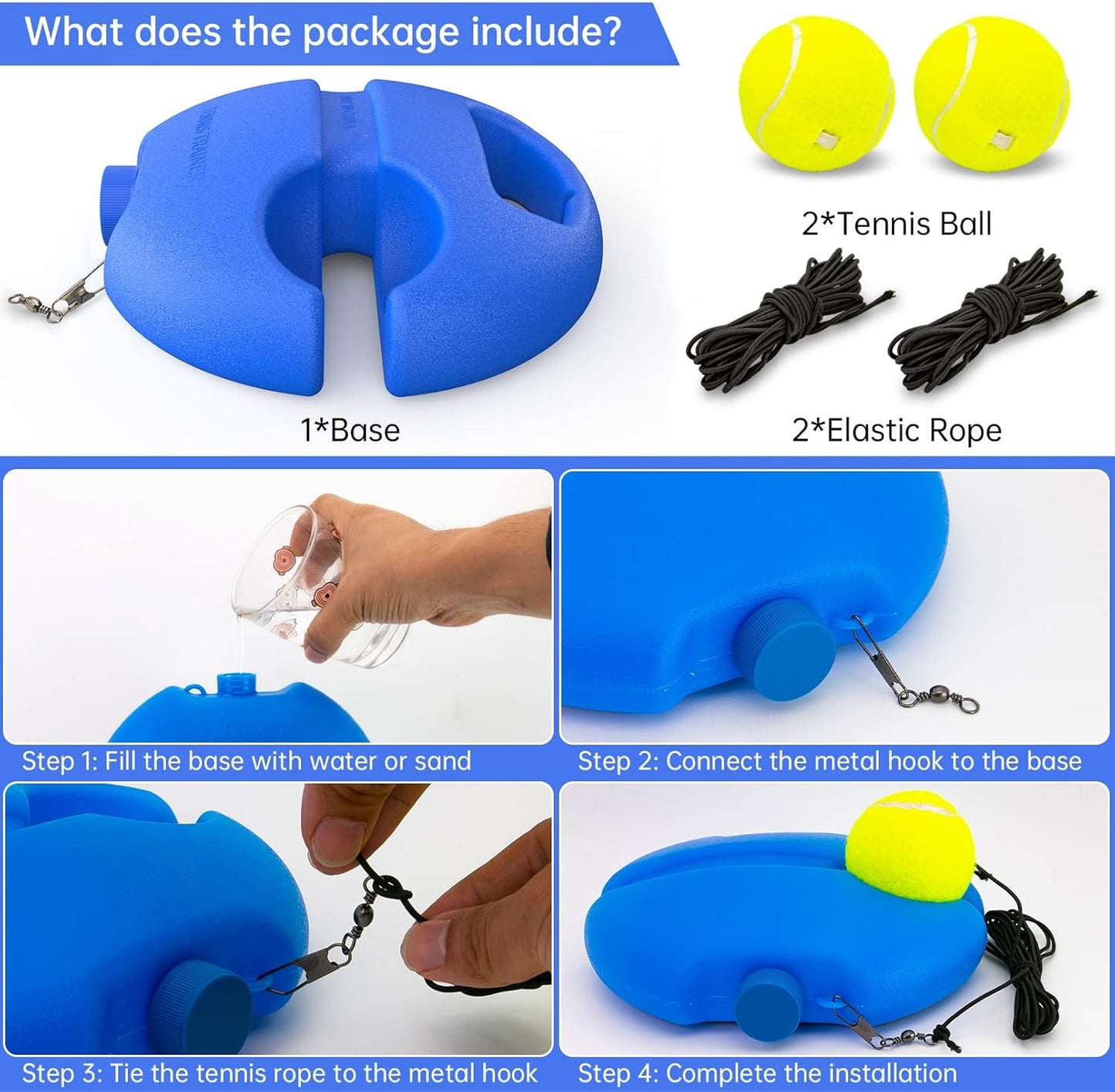 Tennis Trainer Rebound Ball Solo Tennis Training Equipment Self Tennis Pracitce