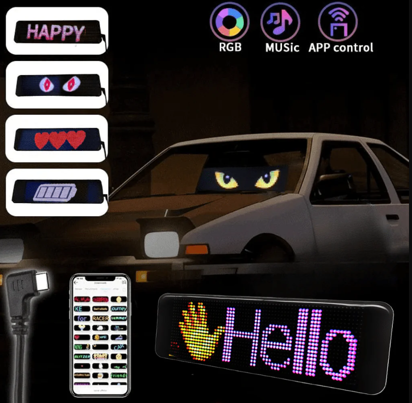 Outdoor Programmable Flexible LED Display Panel - Ideal for Car Shops, Scrolling Advertisements, and Custom Pixel Configurations