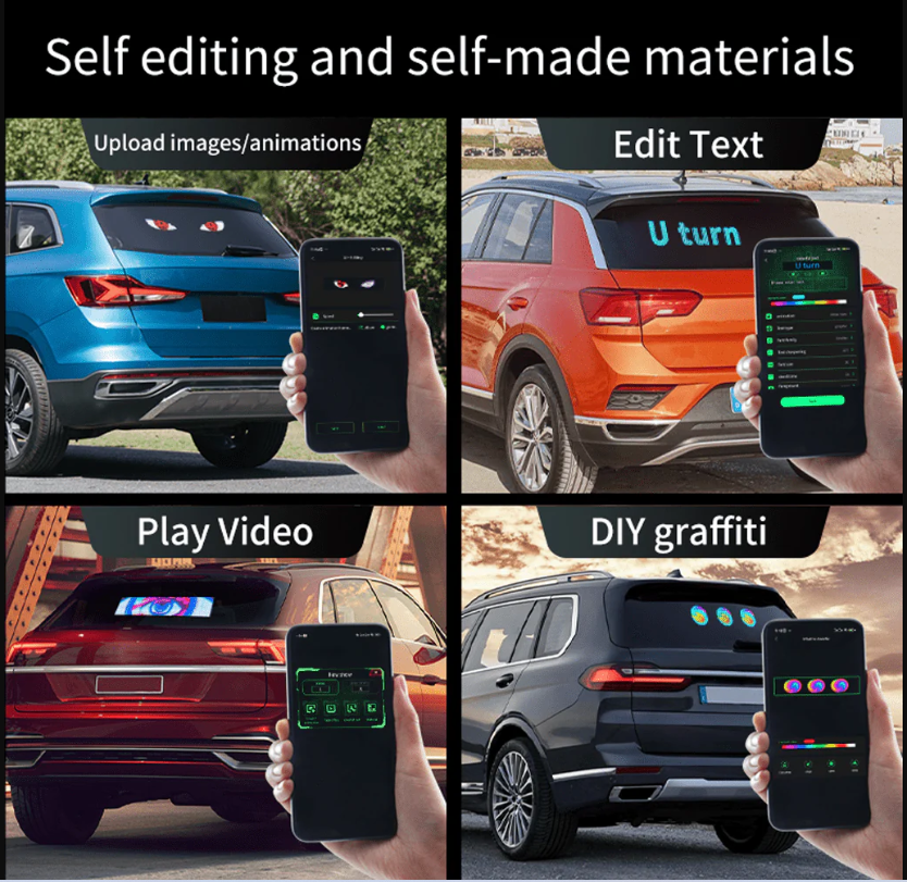 Outdoor Programmable Flexible LED Display Panel - Ideal for Car Shops, Scrolling Advertisements, and Custom Pixel Configurations