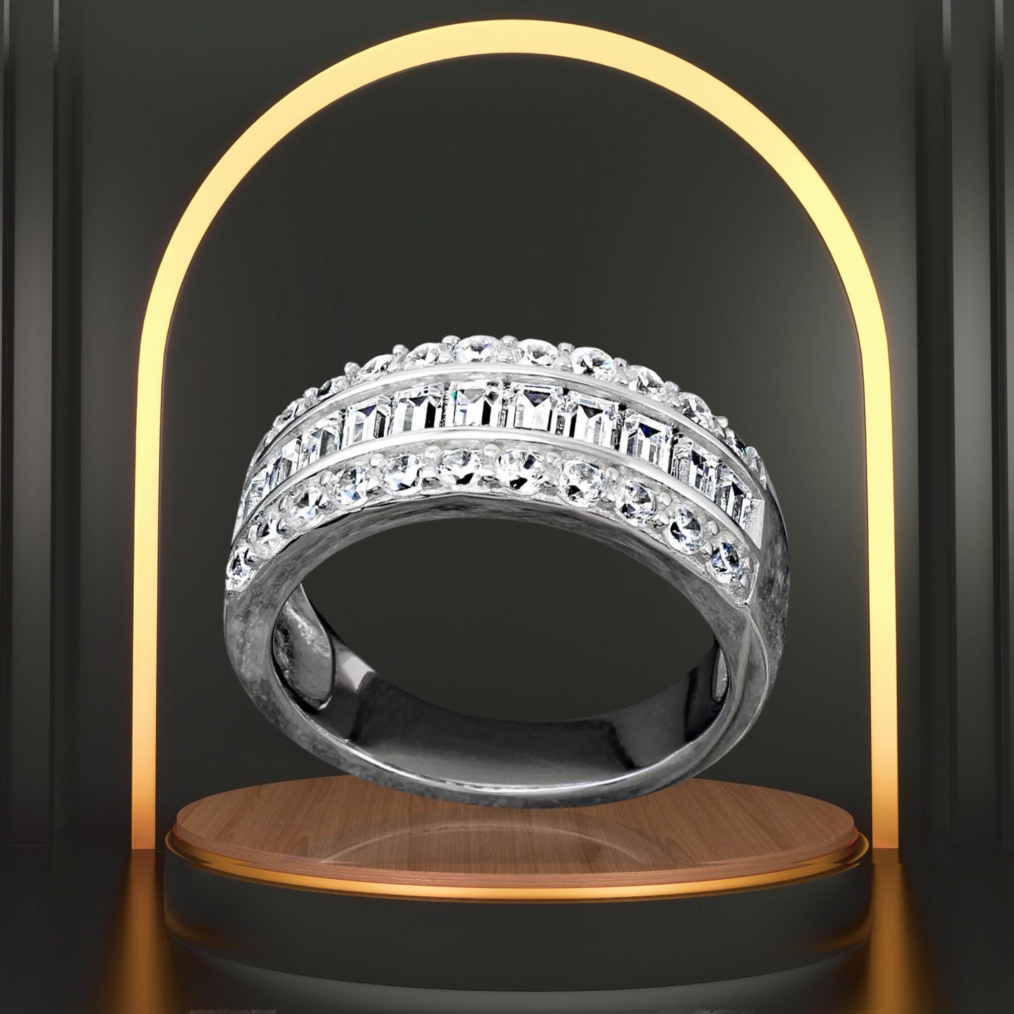 925 Sterling Silver Beautiful Baguette Ring for Women | 1.76 Carat Cubic Zirconia Anniversary Band Ring | Gift for Her