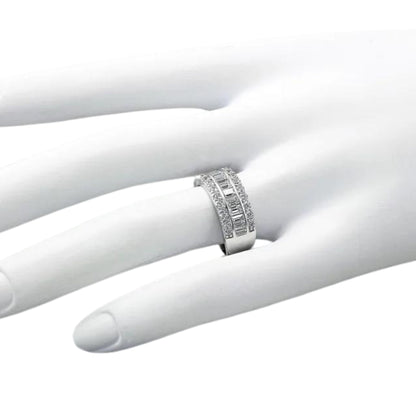 925 Sterling Silver Beautiful Baguette Ring for Women | 1.76 Carat Cubic Zirconia Anniversary Band Ring | Gift for Her