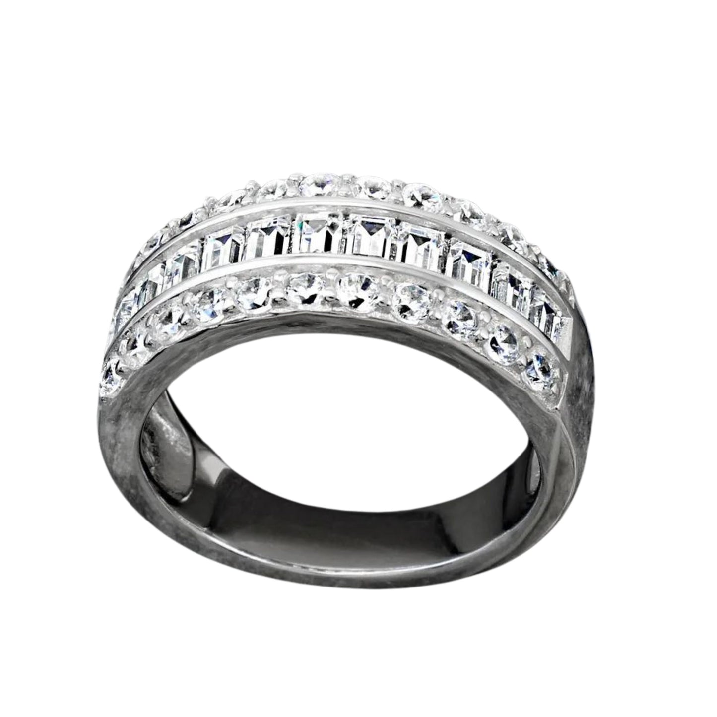 925 Sterling Silver Beautiful Baguette Ring for Women | 1.76 Carat Cubic Zirconia Anniversary Band Ring | Gift for Her