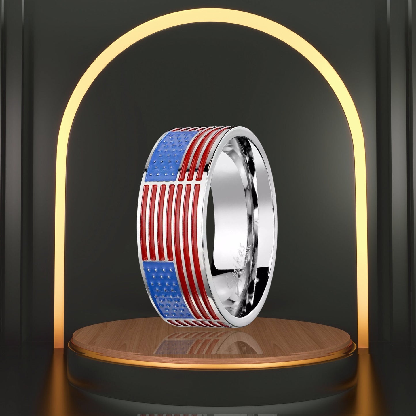 4th July Independence Day Jewelry | Stainless Steel Men's Wedding Band Ring USA | United States American Flag Imprinted