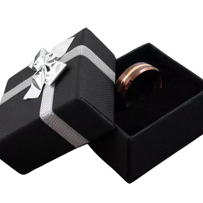 Personalized 8mm Bronze-Brown Tungsten Men's Ring | Rose Gold Plated Stripe Wedding Band for Groomsmen