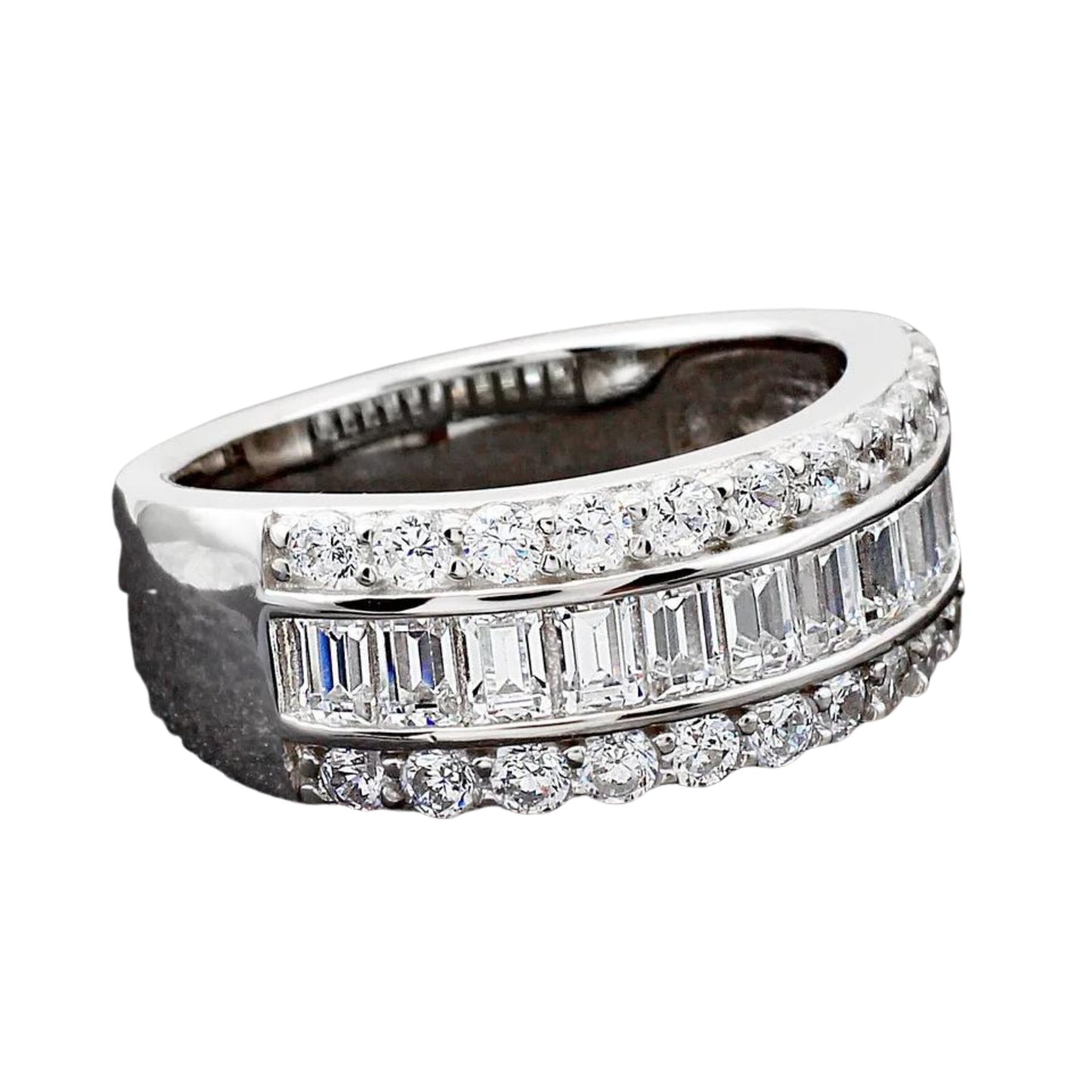 925 Sterling Silver Beautiful Baguette Ring for Women | 1.76 Carat Cubic Zirconia Anniversary Band Ring | Gift for Her