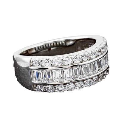 925 Sterling Silver Beautiful Baguette Ring for Women | 1.76 Carat Cubic Zirconia Anniversary Band Ring | Gift for Her