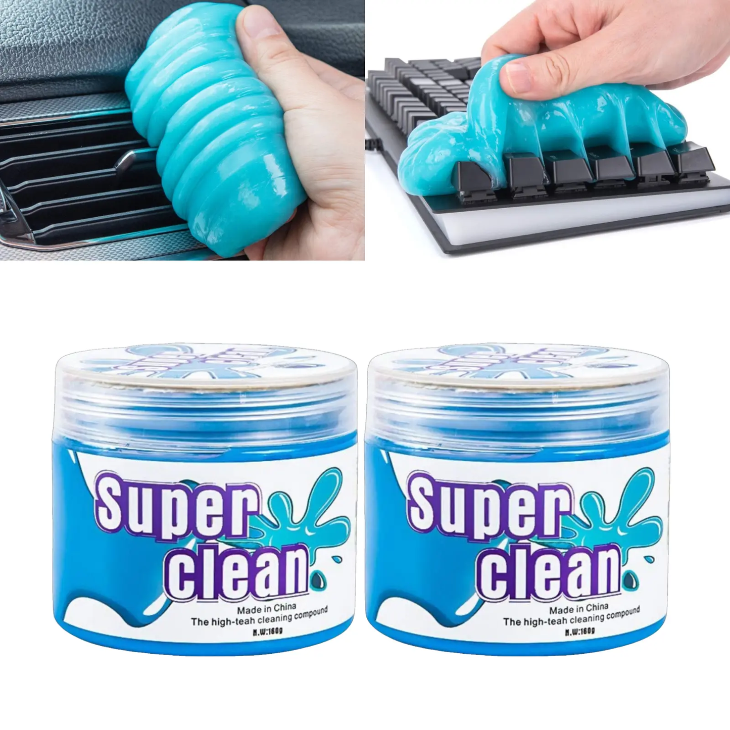 Car Cleaning Gel for AC Vents & Cup Holders | Car Cleaning Putty Accessories for Shiny Interiors | Universal Reusable Detailing Cleaning Slime for Keyboards | Yellow & Blue (160 GMS)
