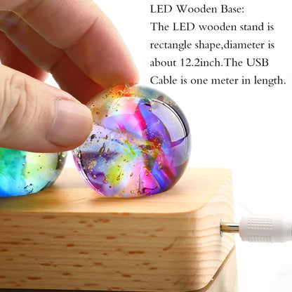 7 Chakra Healing Spheres with LED Wooden Stand