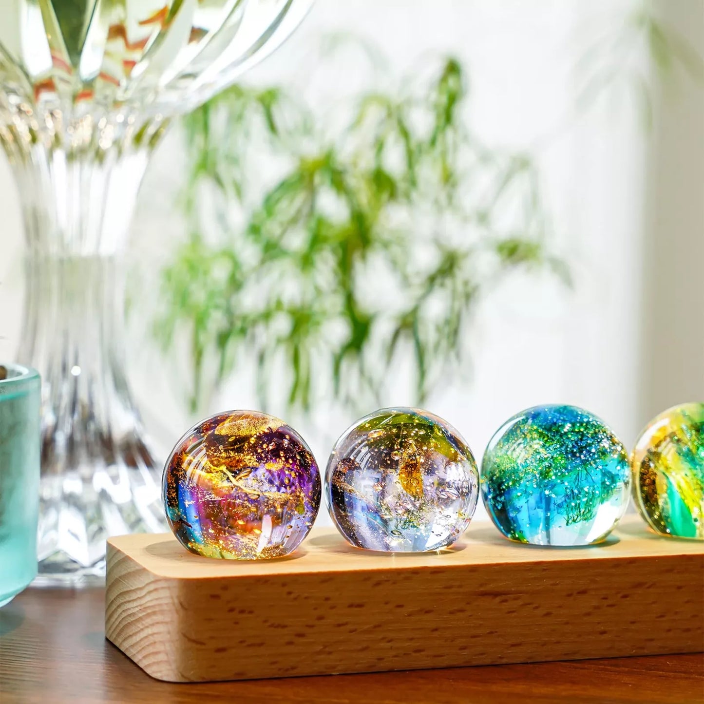 7 Chakra Healing Spheres with LED Wooden Stand