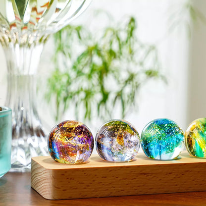 7 Chakra Healing Spheres with LED Wooden Stand
