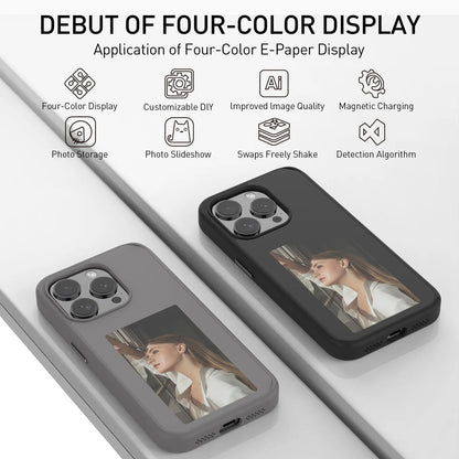 Customizable Phone Case with E Ink Screen Display, NFC, and DIY Picture Option for iPhone