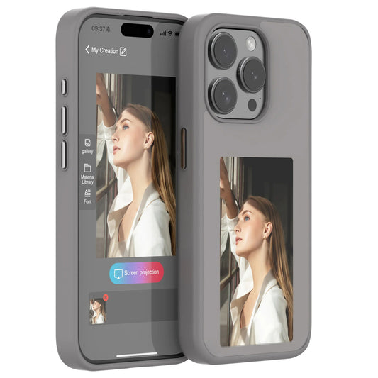 Customizable Phone Case with E Ink Screen Display, NFC, and DIY Picture Option for iPhone