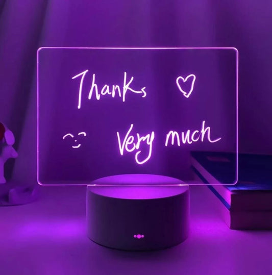 Colorful LED Night Light Message Board with Writable Surface and USB Connection