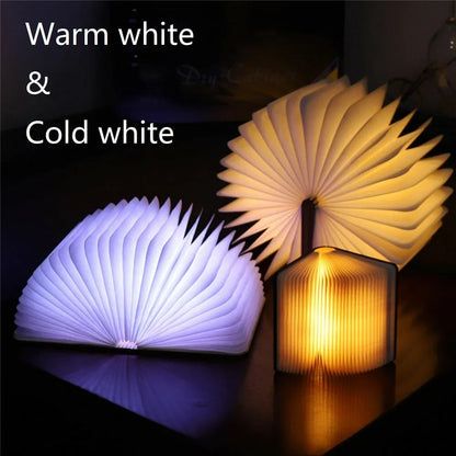 Portable Folding Wooden Book Lamp USB Rechargeable Desk Night Light New