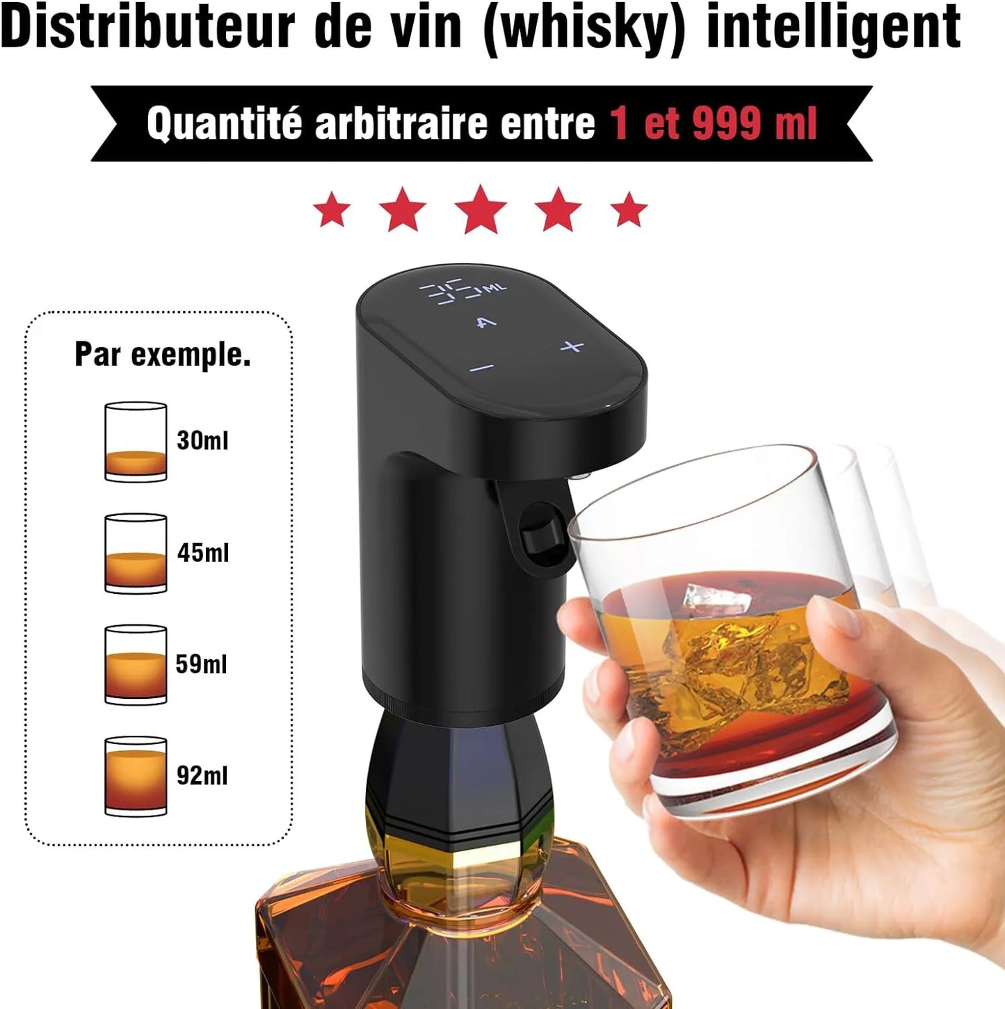 Redsack Wine Dispenser Electric Decanter Aerator Whiskey Pourer Pump Black