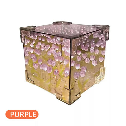 Flower Lampara De Tulipanes DIY Tulip Night Light Cube Mirror Lamp Home Decor