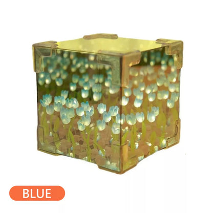 Flower Lampara De Tulipanes DIY Tulip Night Light Cube Mirror Lamp Home Decor
