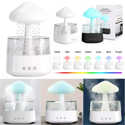 7-Color Cloud Rain Humidifier with Night Light and Aromatherapy Essential Oil Diffuser