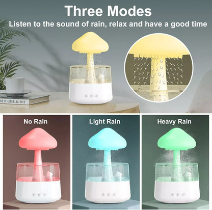 7-Color Cloud Rain Humidifier with Night Light and Aromatherapy Essential Oil Diffuser