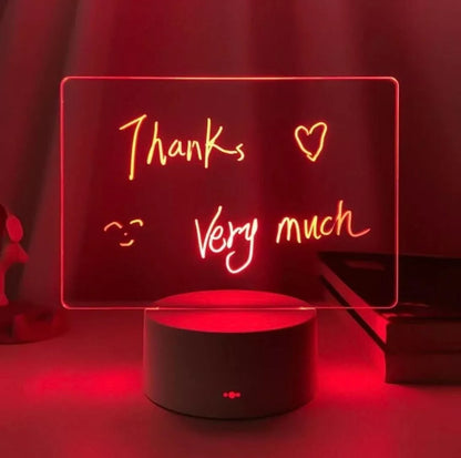 Colorful LED Night Light Message Board with Writable Surface and USB Connection