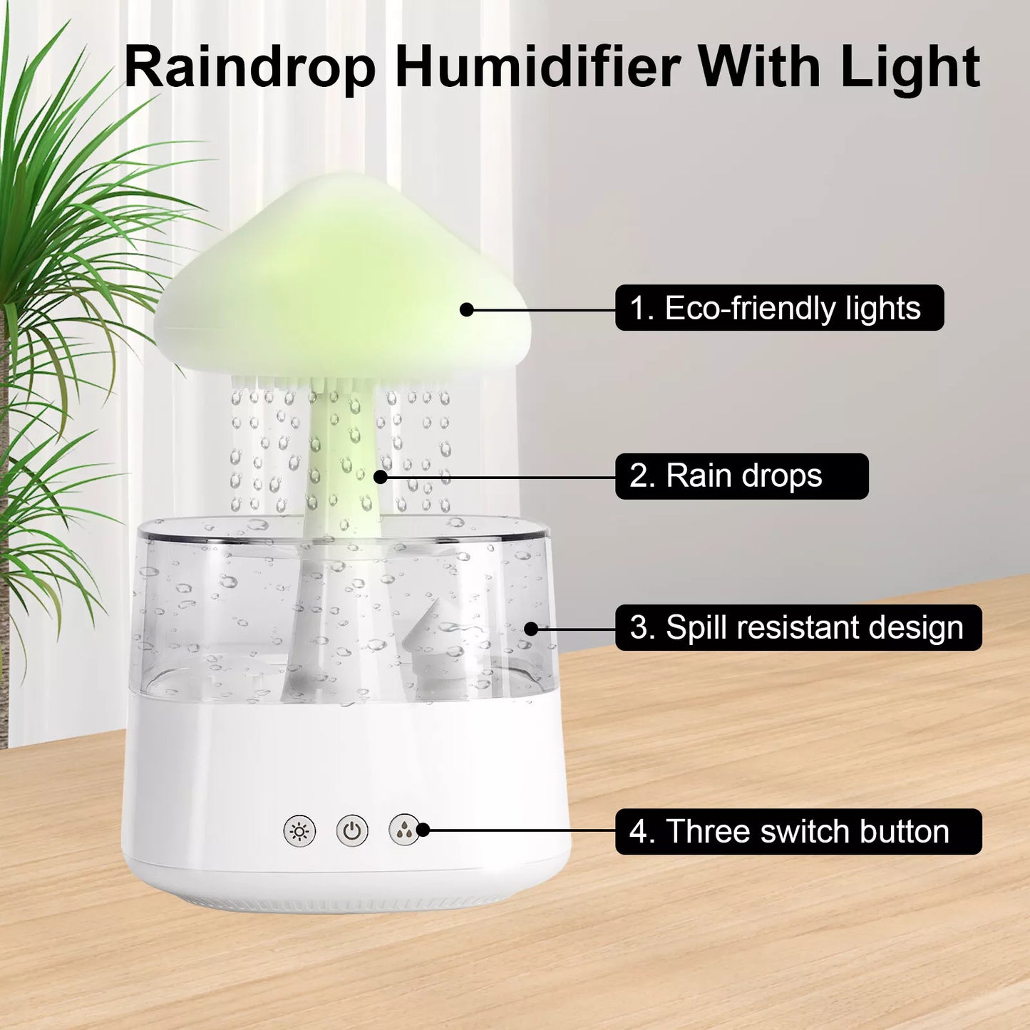 7-Color Cloud Rain Humidifier with Night Light and Aromatherapy Essential Oil Diffuser