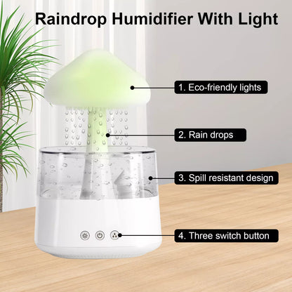 7-Color Cloud Rain Humidifier with Night Light and Aromatherapy Essential Oil Diffuser