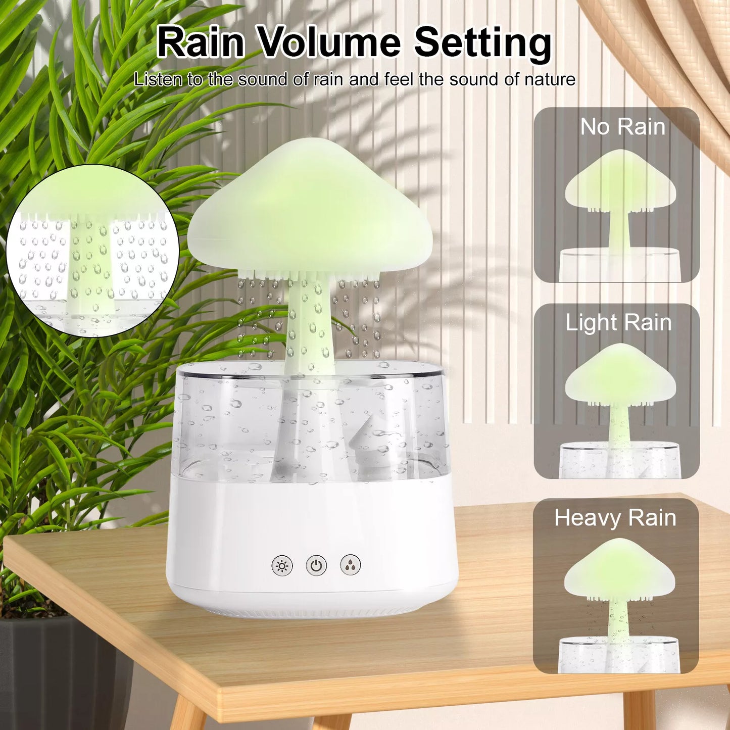7-Color Cloud Rain Humidifier with Night Light and Aromatherapy Essential Oil Diffuser
