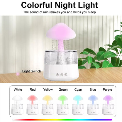 7-Color Cloud Rain Humidifier with Night Light and Aromatherapy Essential Oil Diffuser