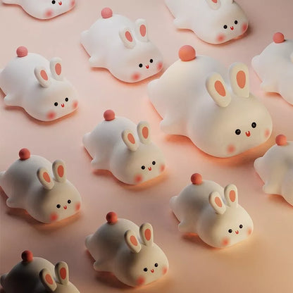Big Face Rabbit LED Bunny Night Light Touch Sensor, Silicone Bedside Lamp